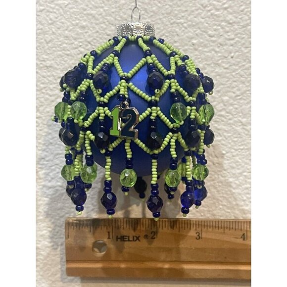 3 Seahawks Christmas Ornaments Bulbs Balls Beaded Net Beads Cover Fan #12 - Picture 8 of 12